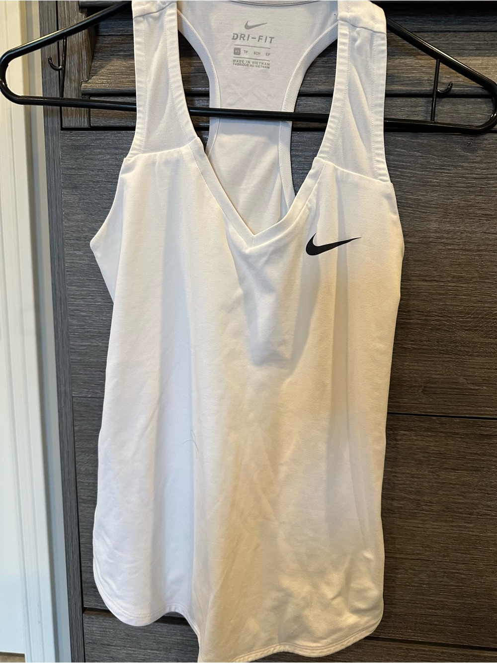 Nike White V-Neck Racerback Dri-FIT Tank